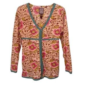 Lucky Brand Floral Tunic Top Long Sleeve Floral Boho Artist Womens Large